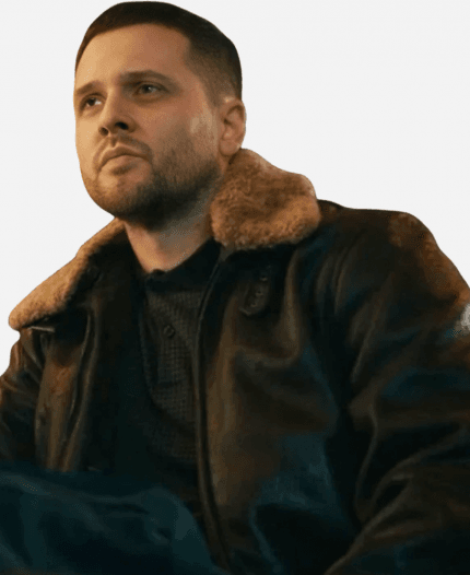 Freddie Shaw TV Series MobLand 2025 Bradley Turner Shearling Brown Leather Jacket