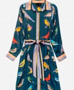 Ginger Zee Good Morning America Blue Bird Print Shirtdress For Women