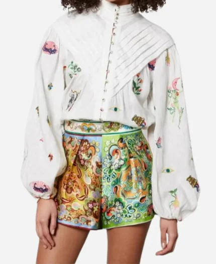 Gizelle Bryant Love Hotel S01 Bryant White Printed Blouse