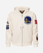 Jeff Hamilton NBA Golden State Warriors 1946 Lightweight Zip-Up White Hooded Leather Jacket