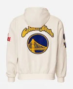 Golden State Warriors 1946 Lightweight Zip-Up White Hooded Leather Jacket
