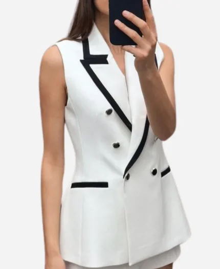 Good Morning America Rhiannon Ally White Trim Vest
