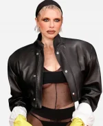Grammys Red Carpet Julia Fox Leather Jacket