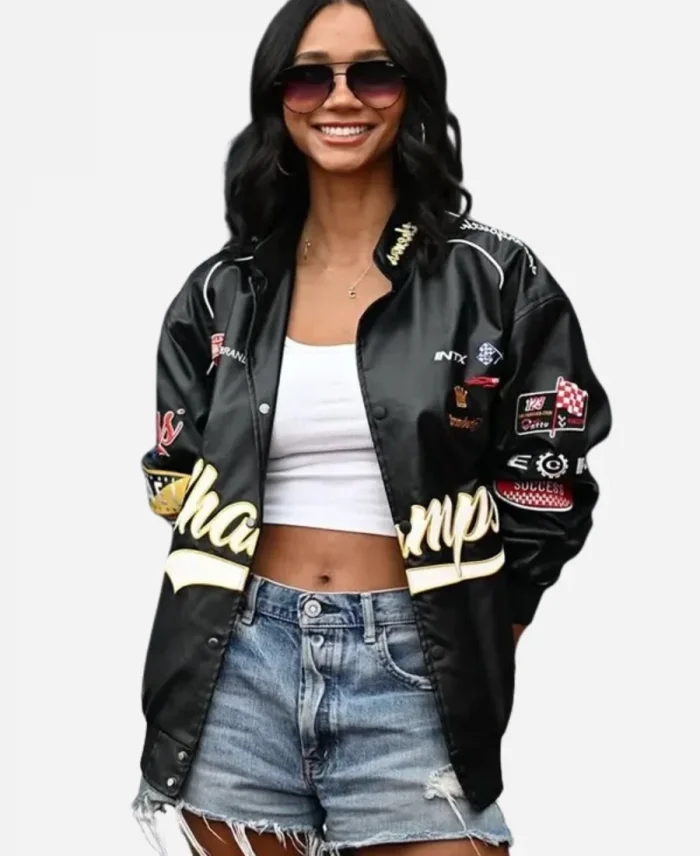 Greta Onieogou Indianapolis 500 Black Bomber Jacket