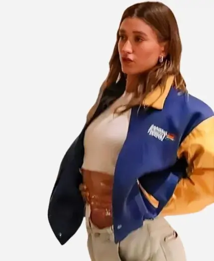 Hailey Bieber Benetton Formula 1 Tricolor Letterman Jacket