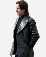Halston TV- Series Ewan McGregor Black Leather Mid-Length Jacket Coat