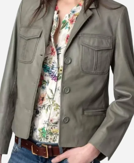 Heather Thom Bold and the Beautiful Katie Logan Grey Leather Jacket