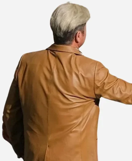 In the Hand of Dante 2025 Movie Gerard Butler Brown Leather Blazer