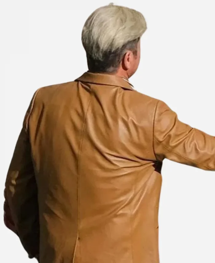 In the Hand of Dante 2025 Movie Gerard Butler Brown Leather Blazer