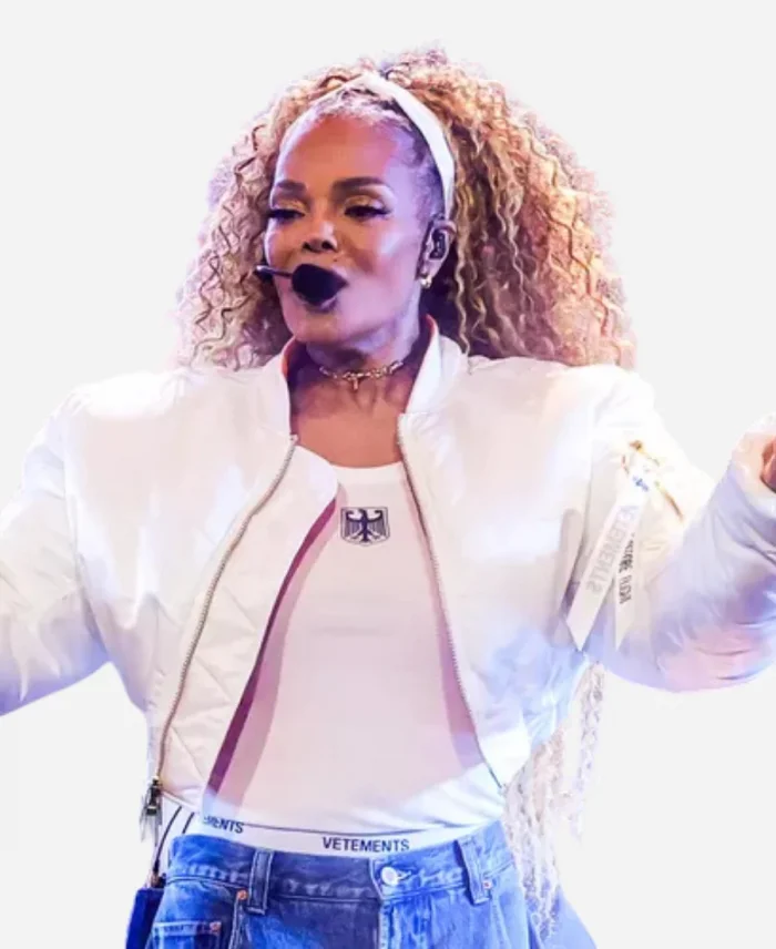 Janet Jackson American Music Awards 2025 White Bomber Jacket