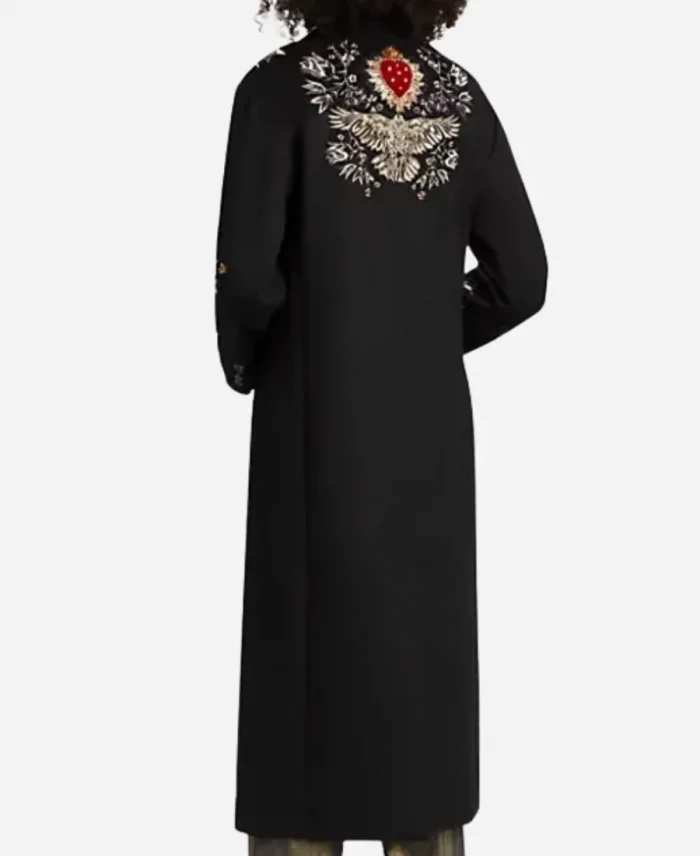 Jenna Bush Hager Black Floral Embroidered Coat