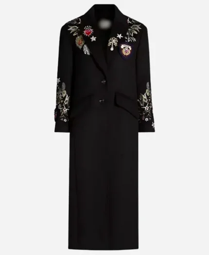 Jenna Bush Hager The Today Show 2025 Black Floral Embroidered Coat