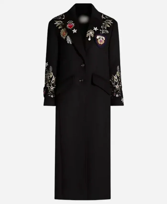 Jenna Bush Hager The Today Show 2025 Black Floral Embroidered Coat