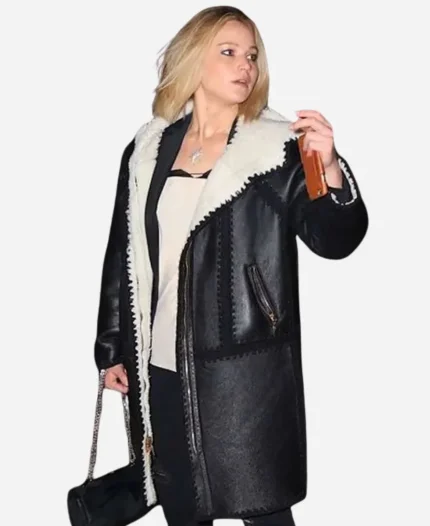 Jennifer Lawrence Black Winter Leather Coat