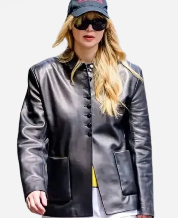 Jennifer Lawrence New York City Black Leather Blazer