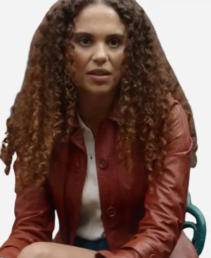 Jessica Plummer Tv Series Missing You 2025 Stacey Embalo Brown Leather Trench Coat