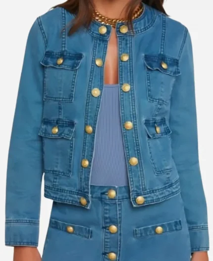 Joy Behar Talk Show The View 2025 Multi Pocket Blue Denim Jacket