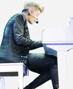 Justin Bieber Black Biker Leather Jacket For Sale