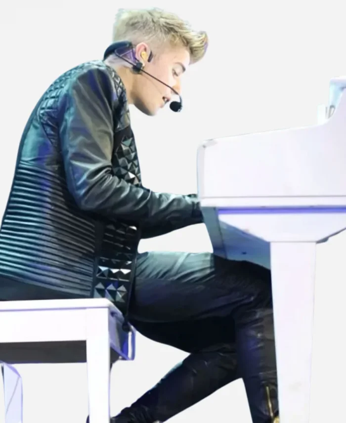 Justin Bieber Black Biker Leather Jacket For Sale