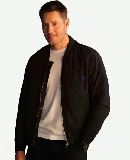 Justin Hartley TV Series Tracker 2025 Colter Shaw Black Bomber Jacket