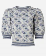 Kate Snow NBC News Daily 2025 Blue Floral Puff Sleeve Sweater