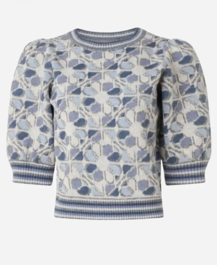 Kate Snow NBC News Daily 2025 Blue Floral Puff Sleeve Sweater