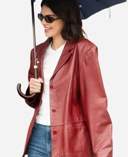 Kendal Jenner Paris 2025 Maroon Blazer