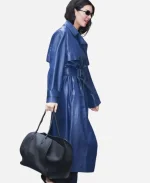 Kendall Jenner 2025 Blue Leather Coat