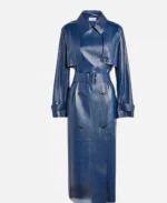Kendall Jenner Blue Leather Coat