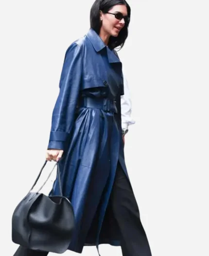 Kendall Jenner New York City Met Gala 2025 Blue Leather Trench Coat