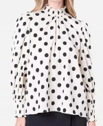 Kristin Davis TV Series And Just Like That Season 3 Charlotte York Polka Dot High-neck Puff Sleeve Blouse