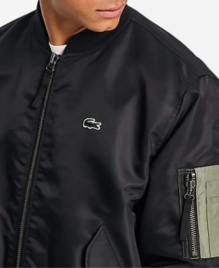 Lacoste LIVE Oversized Contrast Black Bomber Jacket