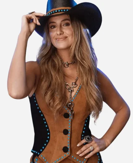 Lainey Wilson Music Festival 2025 CMA Fest Brown and Black Leather Vest For Women