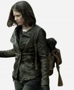Lauren Cohan TV Series The Walking Dead Dead City Maggie Rhee Black Leather Jacket