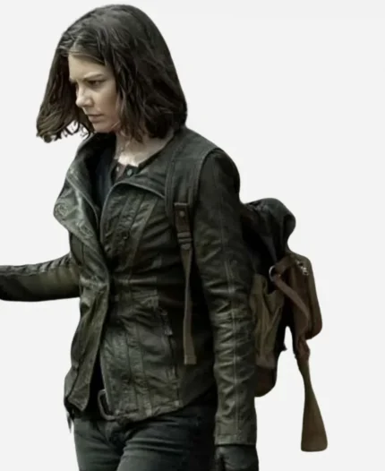 Lauren Cohan TV Series The Walking Dead Dead City Maggie Rhee Black Leather Jacket