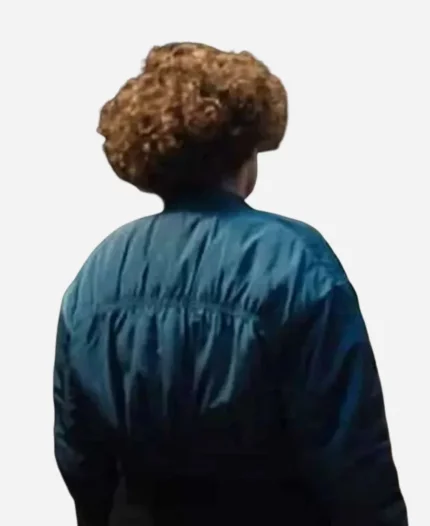 Leah Byrne Tv Series Dept. Q 2025 Rose Blue Cropped Bomber Jacket