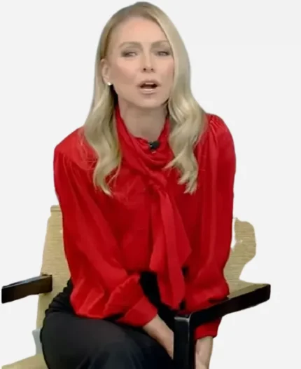 Live with Kelly and Mark Kelly Ripa Red Tie-Neck Blouse