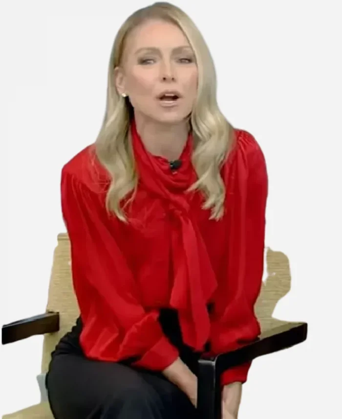 Live with Kelly and Mark Kelly Ripa Red Tie-Neck Blouse