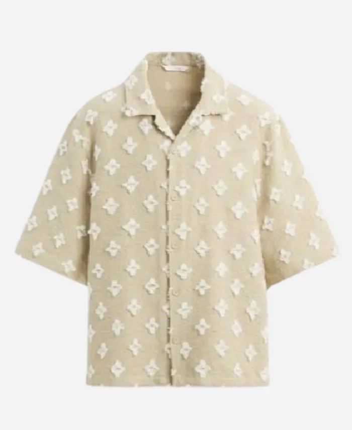 Love Hotel Season 1 Joel Kim Booster’s Beige & White Textured Shirt