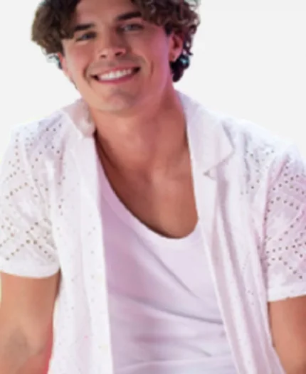 Love Island USA S7 Nicolas Vansteenberghe White Broderie Shirt