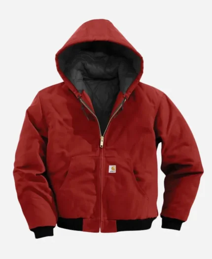 Mens Red Bomber Carhartt Hooded Jacket For Sale