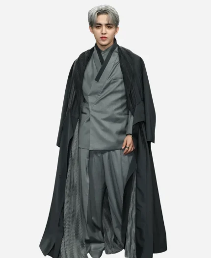 Met Gala 2025 S.Coups Grey Pleated Collar Coat For Sale