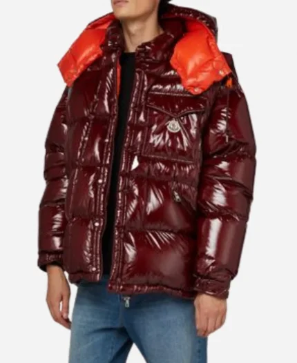 Michael Shannon Burgundy Puffer Hooded Jacket