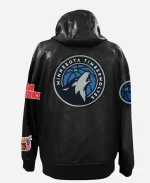 Jeff Hamilton NBA Minnesota Timberwolves Zip-Up Black and White Leather Jacket