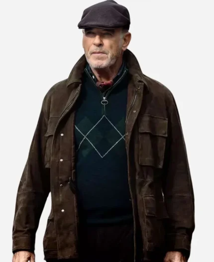 MobLand 2025 Conrad Harrigan Brown Suede Leather Jacket
