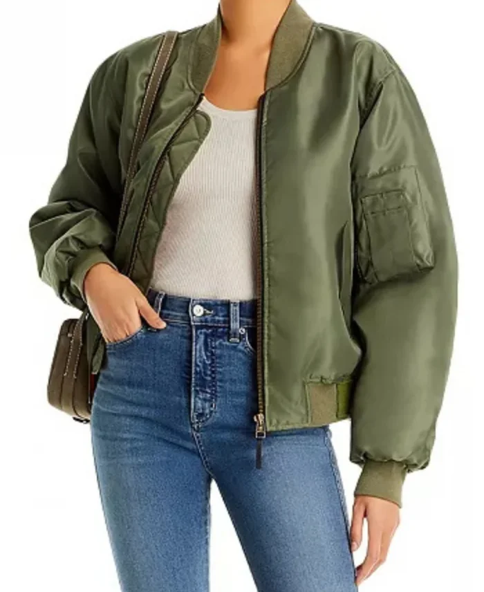 Morgan Nobody Wants This 2024 Bomber Green Jacket
