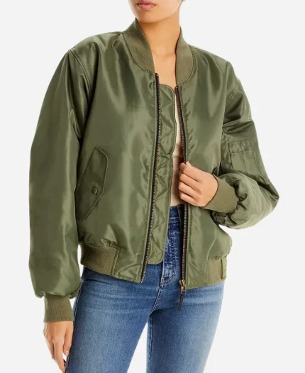 Morgan Nobody Wants This 2024 Green Bomber Jacket