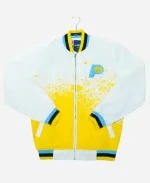 NBA 2025 Indiana Pacers 24-25 City Edition White and Yellow Nylon Bomber Jacket