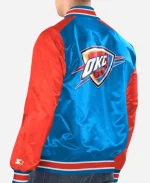 NBA 2025 Oklahoma City Thunder Starter Blue and Orange Satin Varsity Jacket