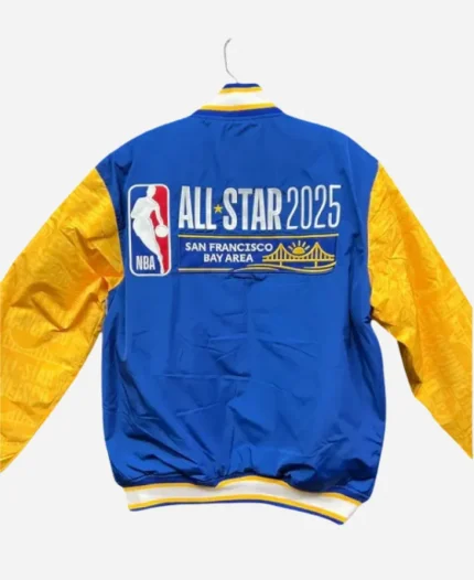 NBA All-Star Game 2025 Blue and Yellow Reversible Varsity Bomber Jacket